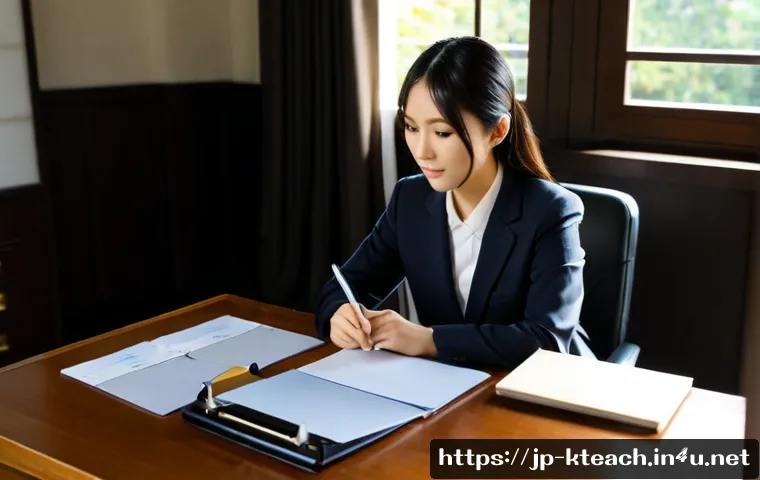 한국어교원 면접 준비 필수 질문 - Photorealistic Japanese young professional preparing for a Korean language teacher interview at a ti...